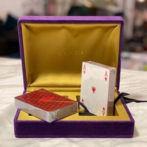2018 RARE Gucci Purple Velvet Box with Silk-Lining + Sealed Gucci Playing Cards